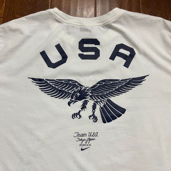 Nike Athletic Tokyo Japan Olympics Team USA Eagle White T-Shirt Men's Size XXL - Picture 5 of 8